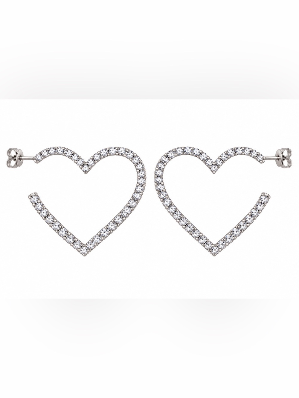 Fashion Jewelry Silver Crystal Heart Hoop Stud Earrings